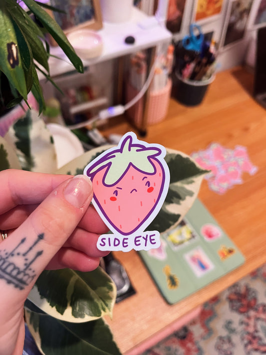 Side Eye Strawberry Sticker