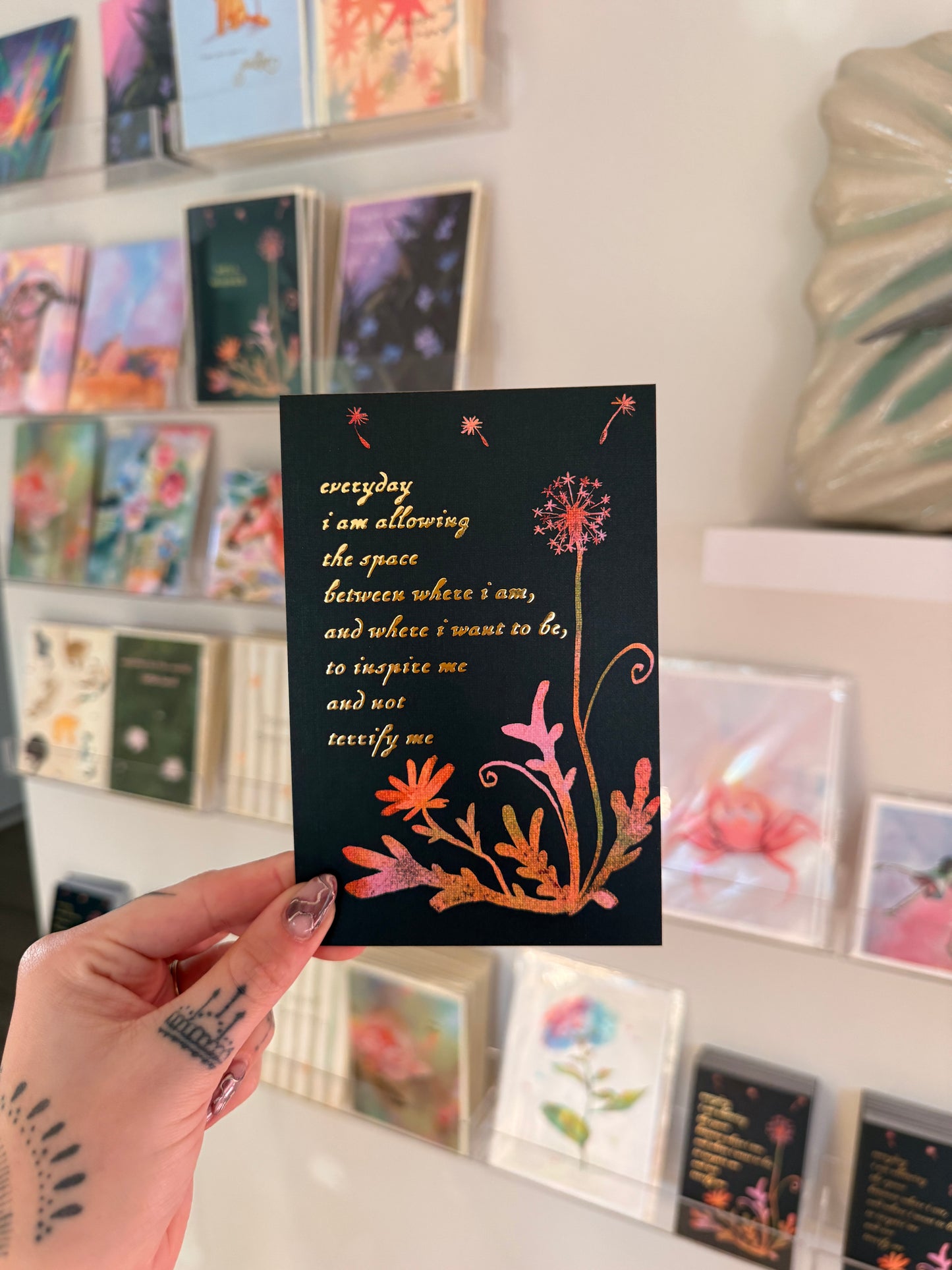Gold Foiled Dandelion Postcard Print