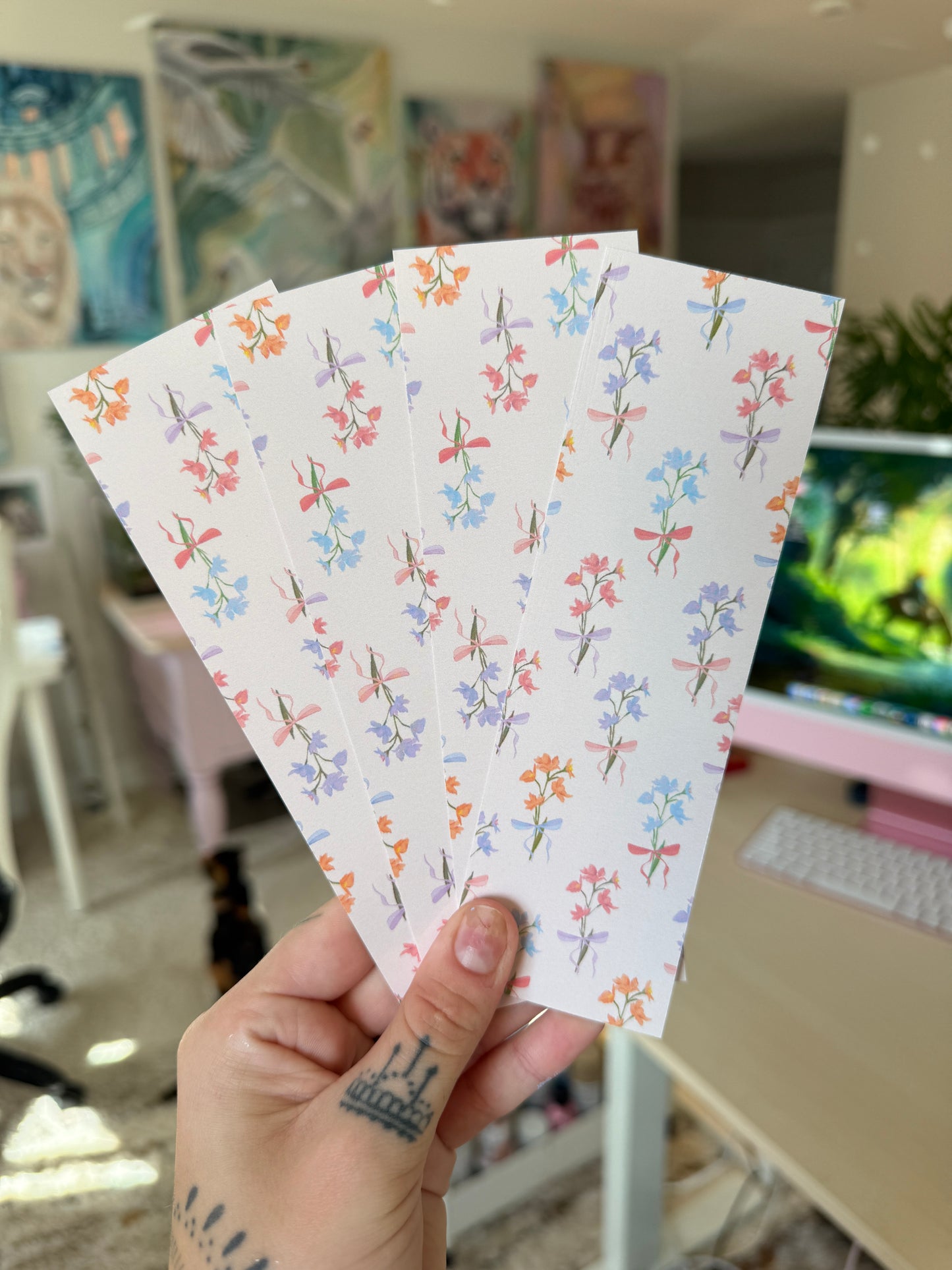 Pink Floral Bookmark