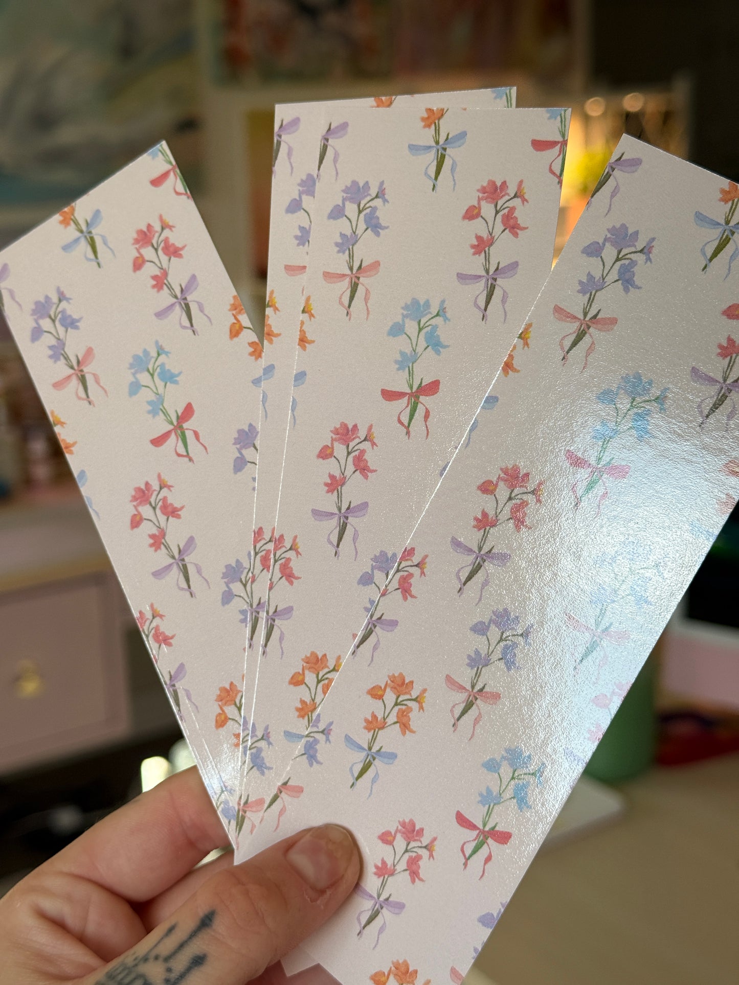 Pink Floral Bookmark