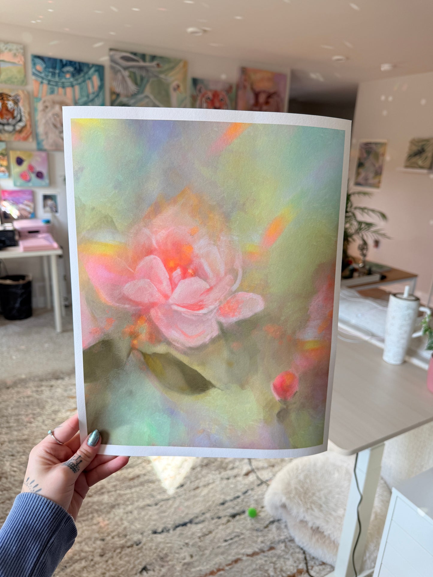 Peony and Rainbows Art Print