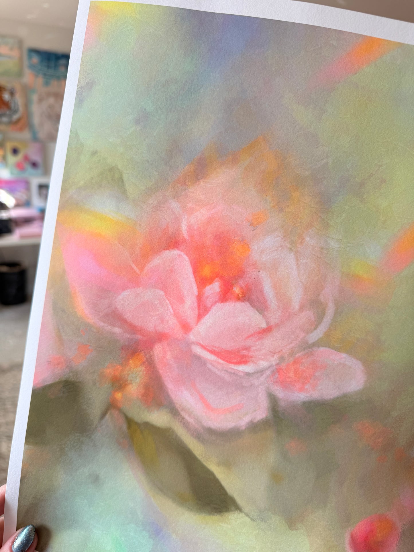 Peony and Rainbows Art Print