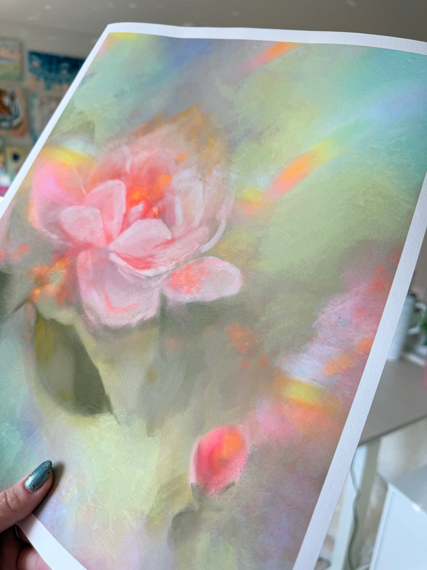 Peony and Rainbows Art Print