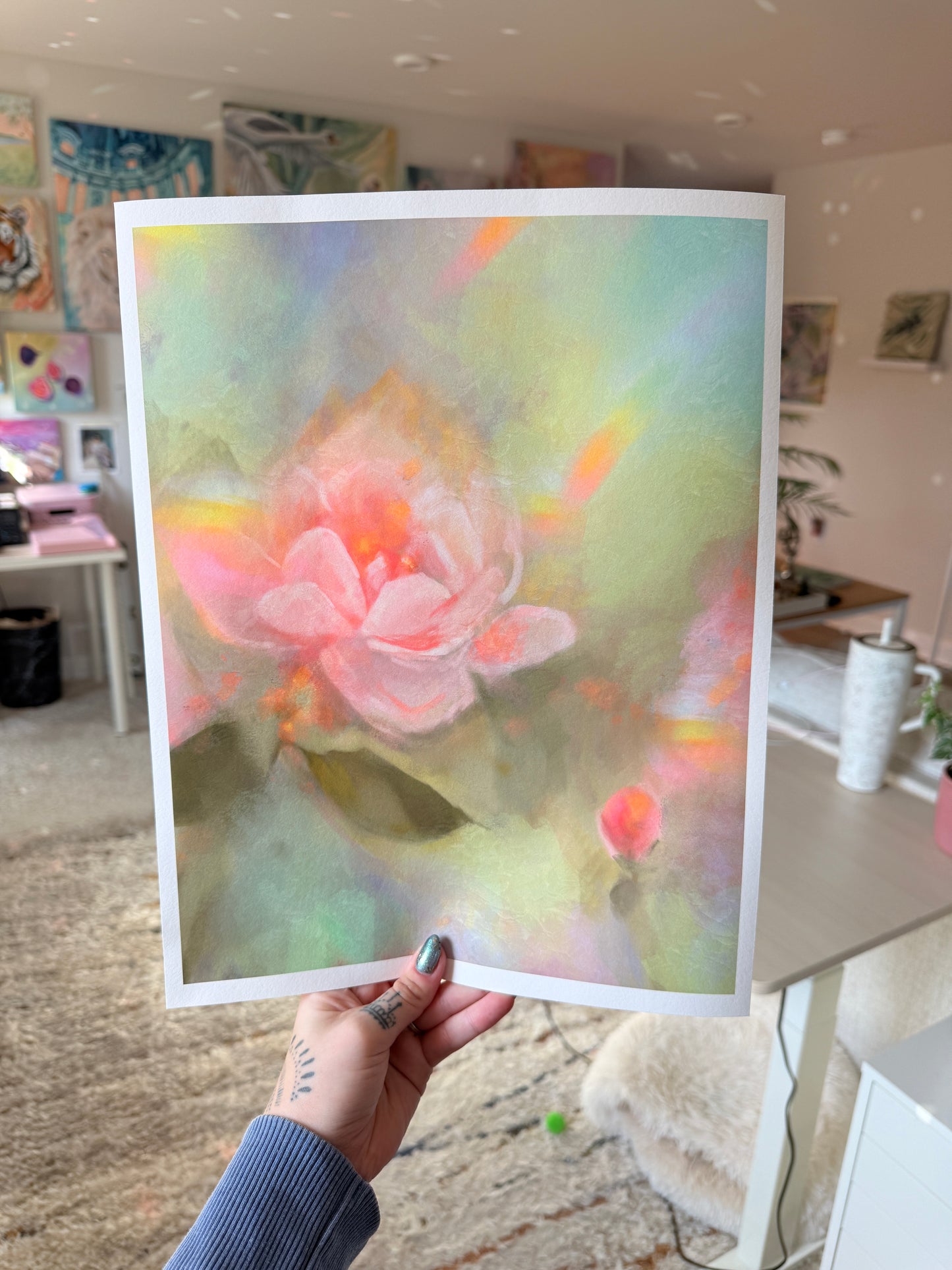 Peony and Rainbows Art Print