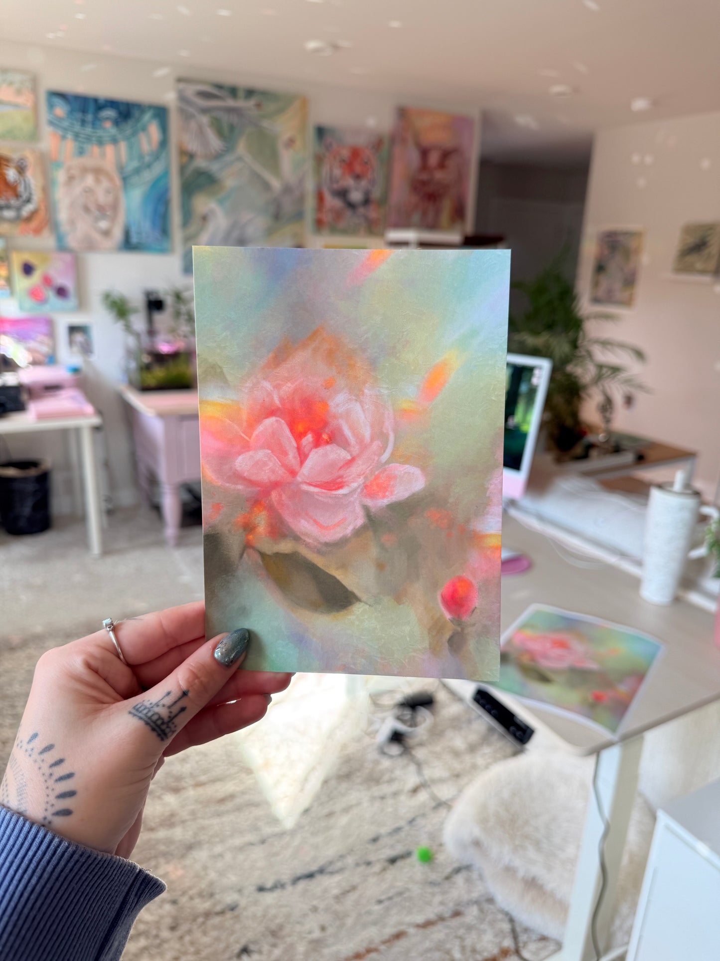 Peony and Rainbows Art Print