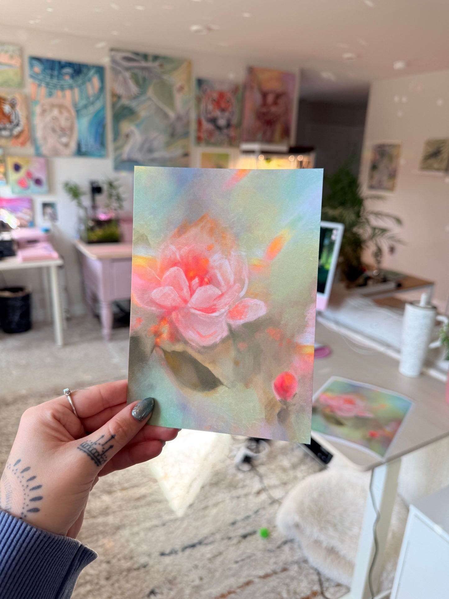 Peony and Rainbows Art Print