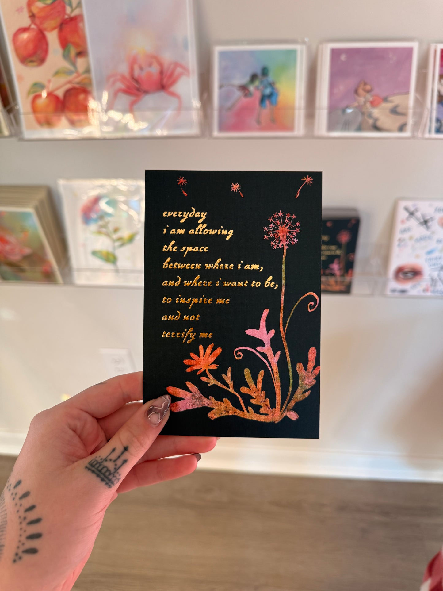 Gold Foiled Dandelion Postcard Print